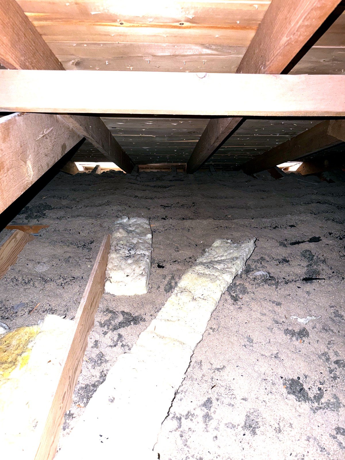 Attic before insulation with bare joists