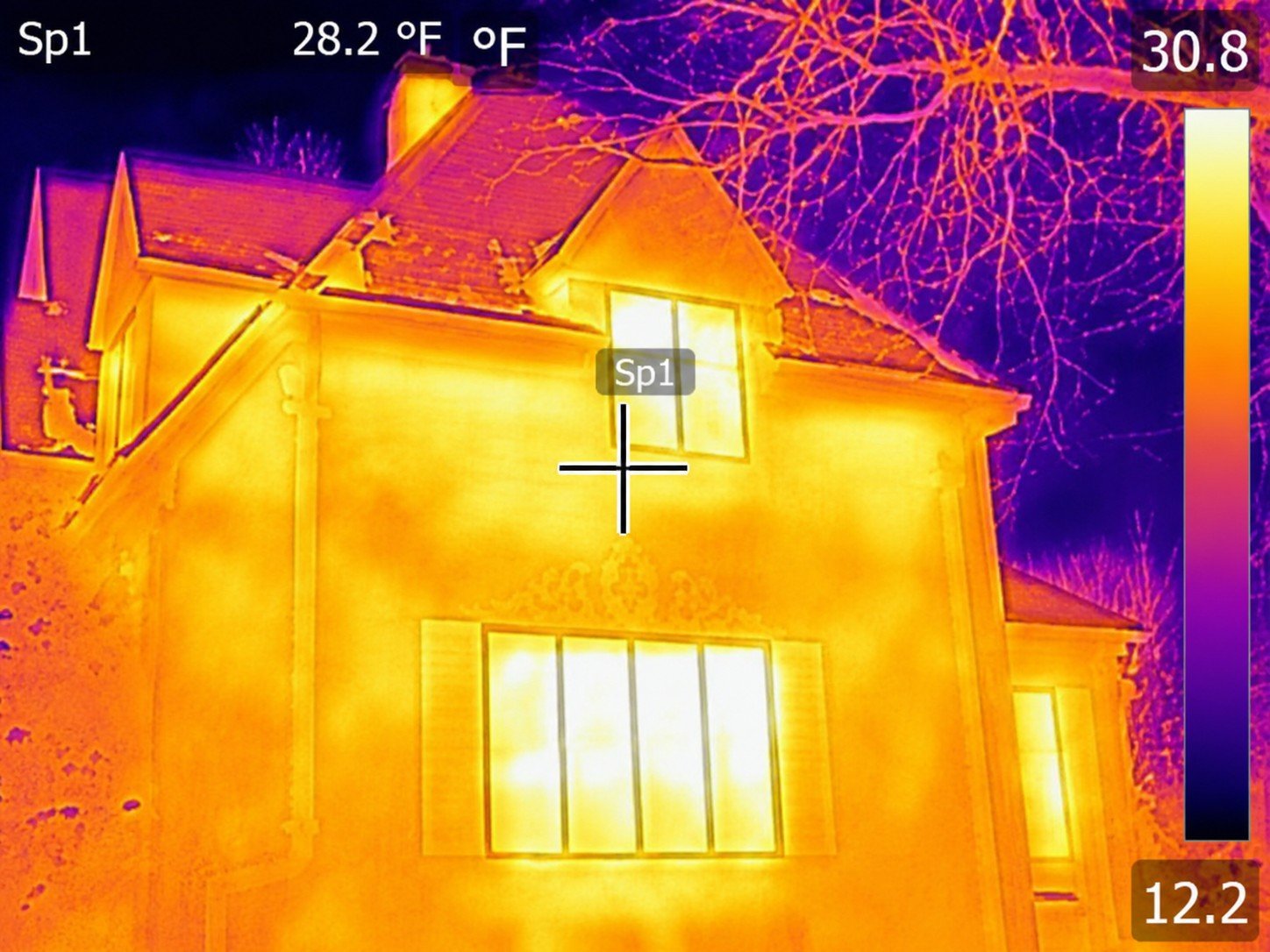 Thermal camera image showing attic heat loss in a Colorado home before insulation